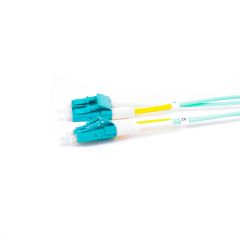 FO Patchcord, MM, OM3, Duplex, 1.8 mm, LC/PC Shortboot aqua, 010.0 meter
