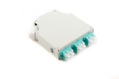 DIN rail glasvezelbox - Gevuld met 6 SC/PC Duplex Multimode OM3 Adapters